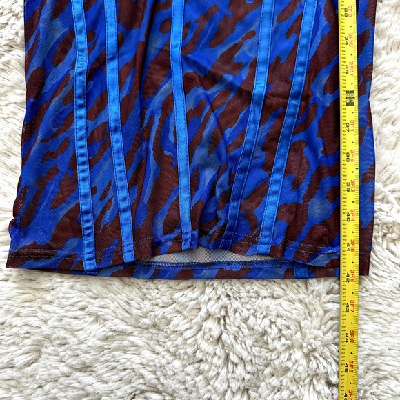 *NWT* Pretty Little Thing Blue Leopard Print Mesh Binding Midaxi Dress Sz S US 4 - Picture 9 of 12